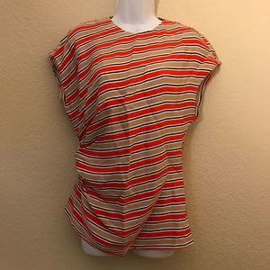 Zara Diagonal Stripe Scarf Print Blouse Top sz Sm